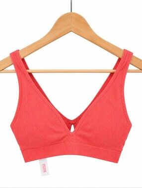 PINK Victoria’s Secret Coral Ribbed Seamless Bralette XS/XP